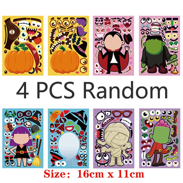 Kids DIY Stickers Puzzle Games Make-a-Face Princess Animal Dinosaur Assemble Jigsaw Children Recognition Training Education Toy