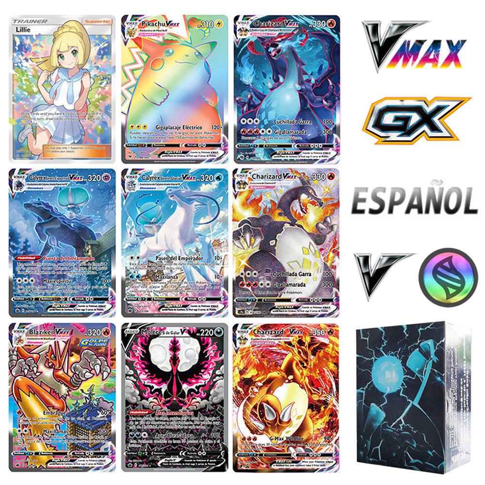 2021 New Pokemon Cards in Spanish TAG TEAM GX VMAX Trainer Energy Holographic Playing Cards Game Castellano EspaƱol Children Toy