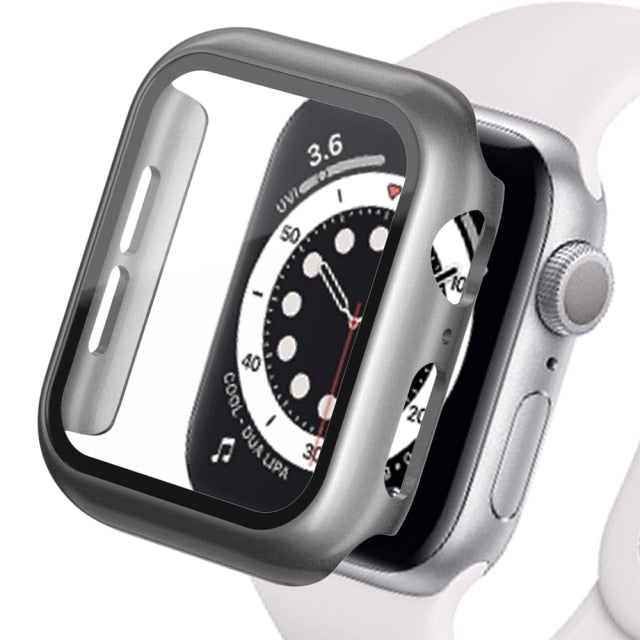Glass+Matte Watch Cover for Apple Watch Case 45mm 41mm 44mm 40mm 42mm 38mm Bumper+Screen Protector for Iwatch SE 7 6 5 4 3 2 1