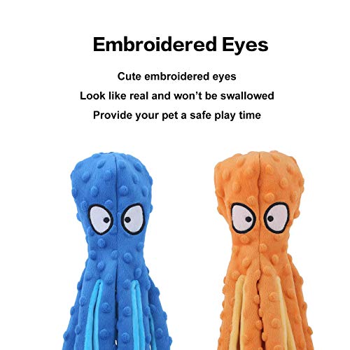 CPYOSN Dog Squeaky Toys Octopus - No Stuffing Crinkle Plush Dog Toys for Puppy Teething, Durable Interactive Dog Chew Toys for Small, Medium and Large Dogs Training and Reduce Boredom, 2 Pack