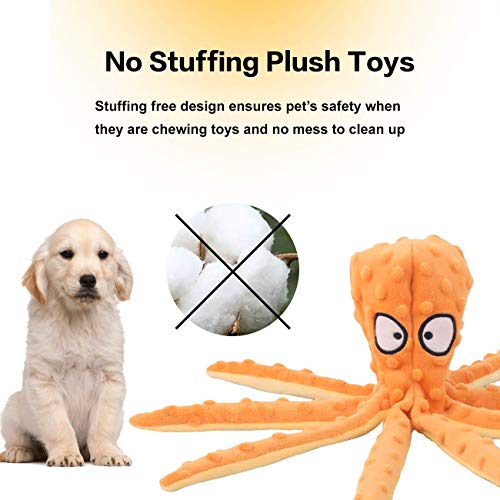 CPYOSN Dog Squeaky Toys Octopus - No Stuffing Crinkle Plush Dog Toys for Puppy Teething, Durable Interactive Dog Chew Toys for Small, Medium and Large Dogs Training and Reduce Boredom, 2 Pack