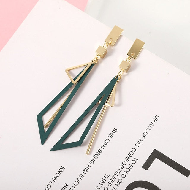 2020 Korean Long Statement Geometric Triangle Tassel Dangle Drop Earrings For Women Earrings Fashion Jewelry Oorbellen Brincos