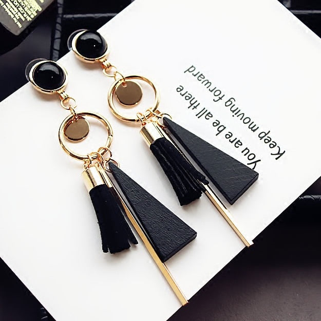 2020 Korean Long Statement Geometric Triangle Tassel Dangle Drop Earrings For Women Earrings Fashion Jewelry Oorbellen Brincos