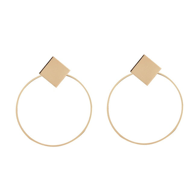 Korean Statement Black Acrylic Drop Earrings for Women 2019 Fashion Jewelry Vintage Geometric Gold Asymmetric Earring