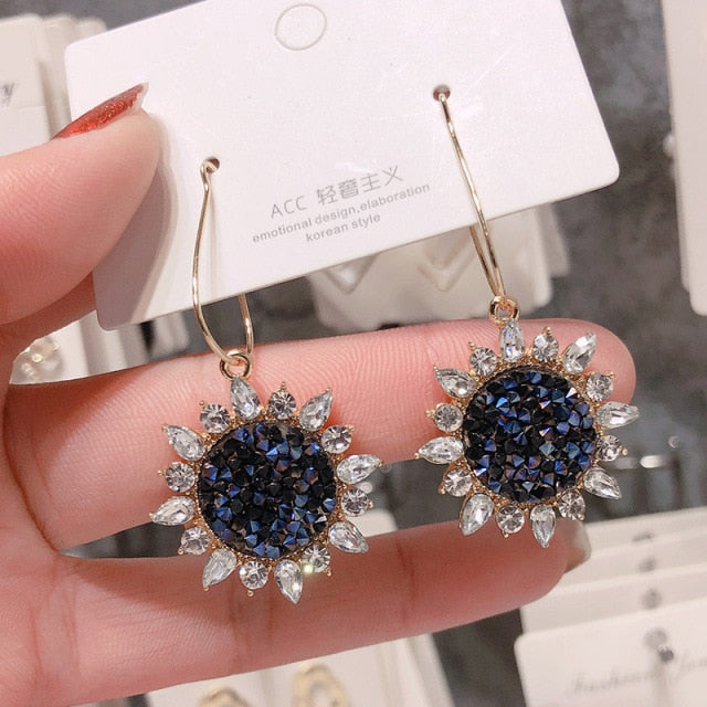 2020 New Long Crystal Tassel Gold Color Dangle Earrings for Women Wedding Drop Earing Fashion Jewelry Gifts