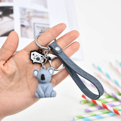 Fashion Punk French Bulldog Keychain PU Leather Dog Keychains for Women Bag Pendant Jewelry Trinket Men's Car Key Ring Key Chain