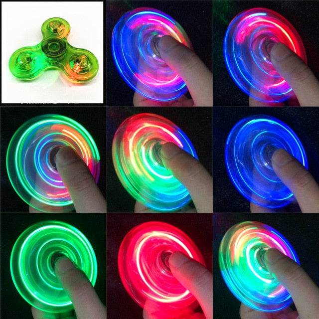 Luminous LED light Fidget Spinner Hand Top Spinners Glow in Dark Light EDC Figet Spiner Finger Stress Relief Toys