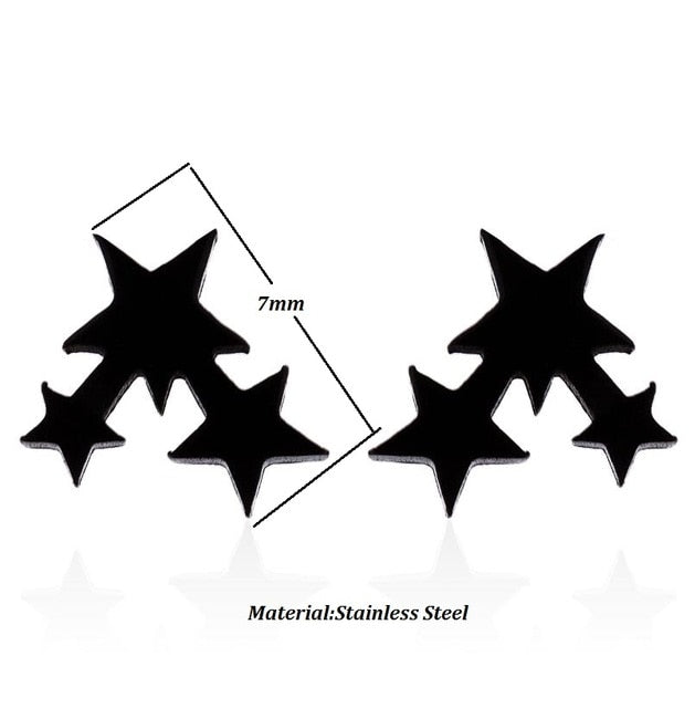 2020 Stainless Steel Earrings Geoemetric Women Men Hip hop Black Three Star Triangle Stud Earring Fashion Jewelry Gift Friend