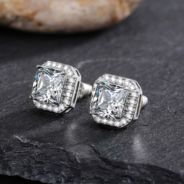 Huitan Gorgeous Green Cubic Zirconia Stud Earrings for Women Noble Wedding Party Earring Fine Birthday Gift Lady Fashion Jewelry