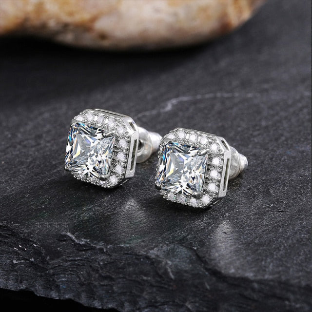 Huitan Gorgeous Green Cubic Zirconia Stud Earrings for Women Noble Wedding Party Earring Fine Birthday Gift Lady Fashion Jewelry