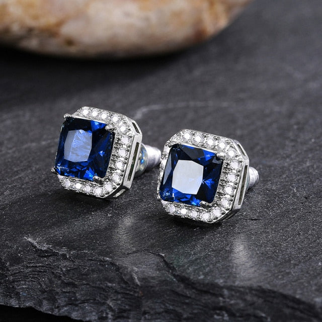 Huitan Gorgeous Green Cubic Zirconia Stud Earrings for Women Noble Wedding Party Earring Fine Birthday Gift Lady Fashion Jewelry