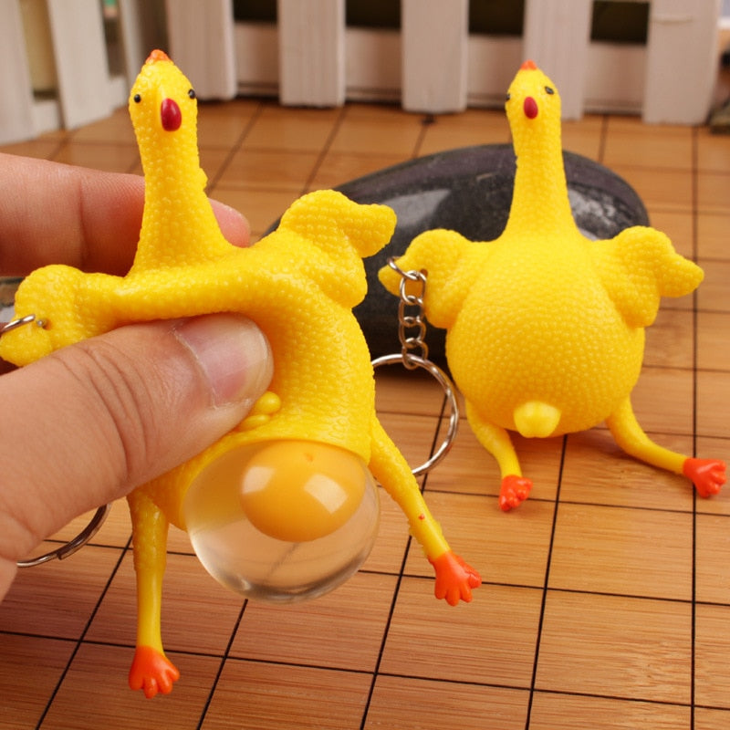 1pcs Funny Gadgets Novelty Antistress Squeeze Chicken Laying Egg Chicken Toys Keyring Surprise Squishy Kids Toys for Halloween