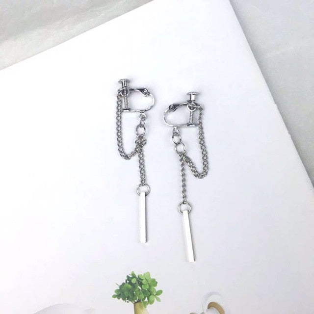 Korea Style Harajuku Punk Cool Egirl Girl Cross Chain Pendant Earrings For Women Men Bff Street Hip Hop Jewelry Gift