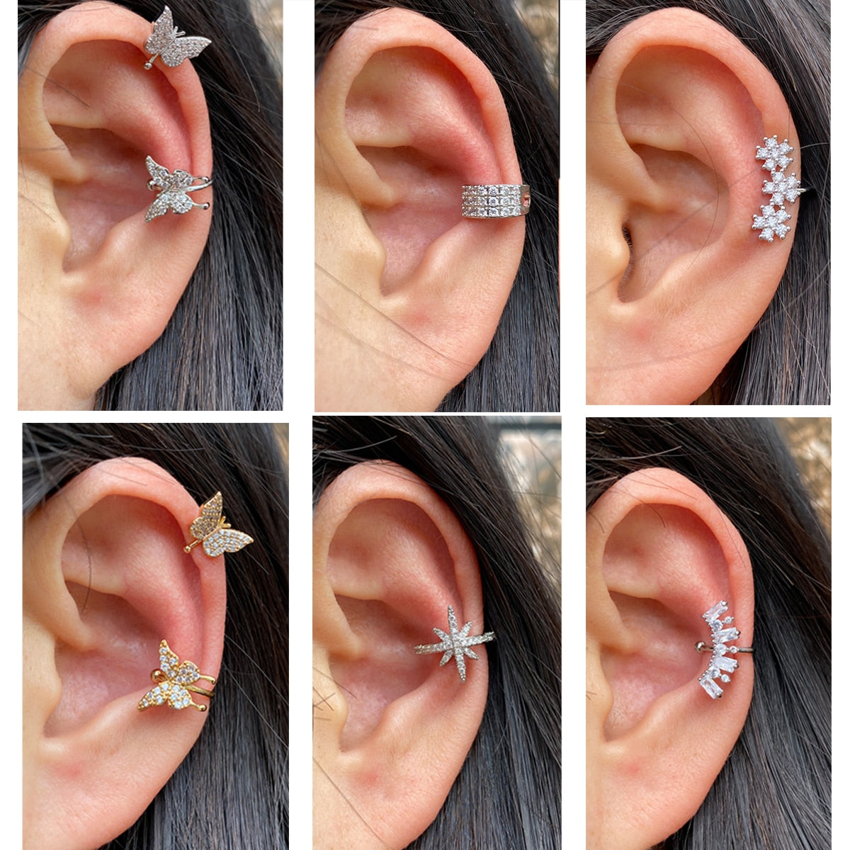 1Pc Helix Cartilage Conch Fake Without Piercing Cuff Earring Earcuff Wrap Rock Earring Cuff No Piercing Women Clip Adjustable.000