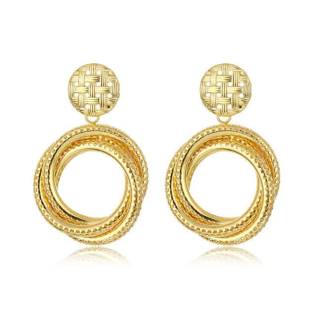 FNIO Fashion Vintage Earrings For Women Big Geometric Statement Gold Metal Drop Earrings 2020 Trendy Earings Jewelry Accessories