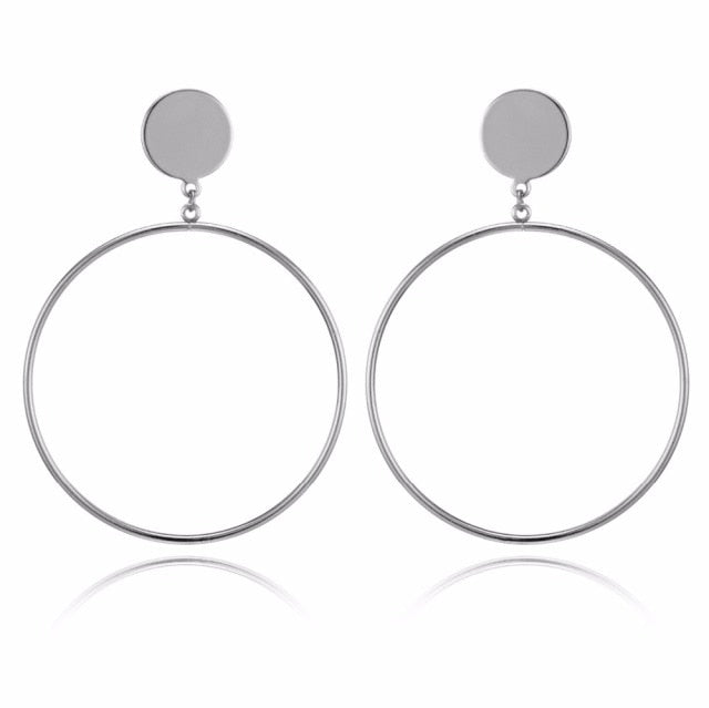 IPARAM 2021 New Big Circle Round Hoop Earrings for Women's Fashion Statement Golden Punk Charm Earrings Party Jewelry-zz22zz-teddypopup