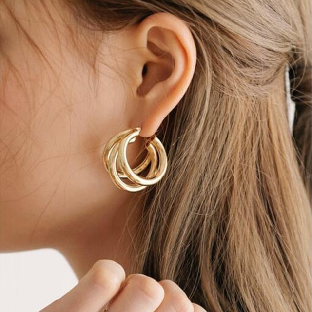 IPARAM 2021 New Big Circle Round Hoop Earrings for Women's Fashion Statement Golden Punk Charm Earrings Party Jewelry-zz22zz-teddypopup