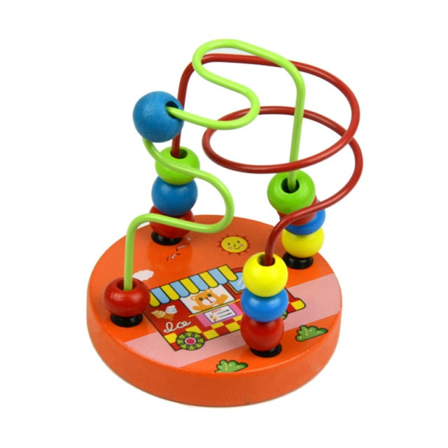 Baby Montessori Educational Math Toy Wooden mini Circles Bead Wire Maze Roller Coaster Abacus Puzzle toys For Kids Boy Girl Gift