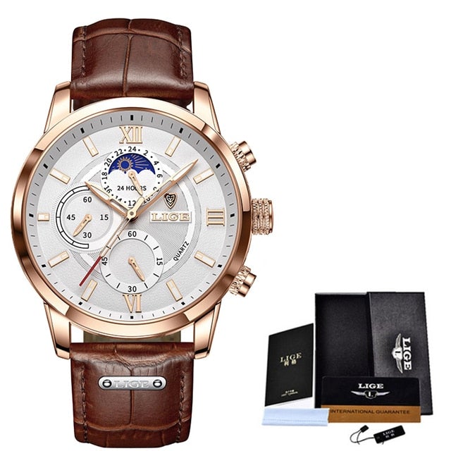 2021 LIGE Men's Watches Top Brand Luxury Men Wrist Watch Leather Quartz Watch Sports Waterproof Male Clock Relogio Masculino+Box-zz22zz-teddypopup