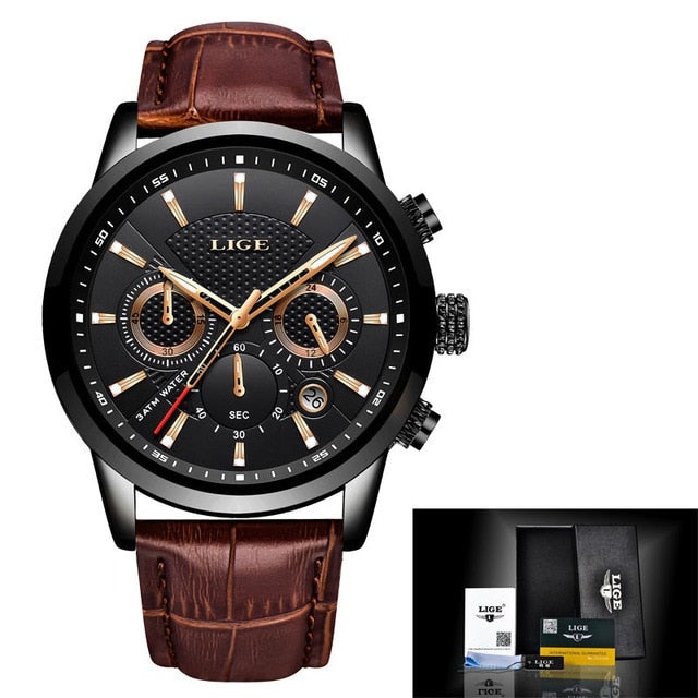 2021 LIGE Men's Watches Top Brand Luxury Men Wrist Watch Leather Quartz Watch Sports Waterproof Male Clock Relogio Masculino+Box-zz22zz-teddypopup