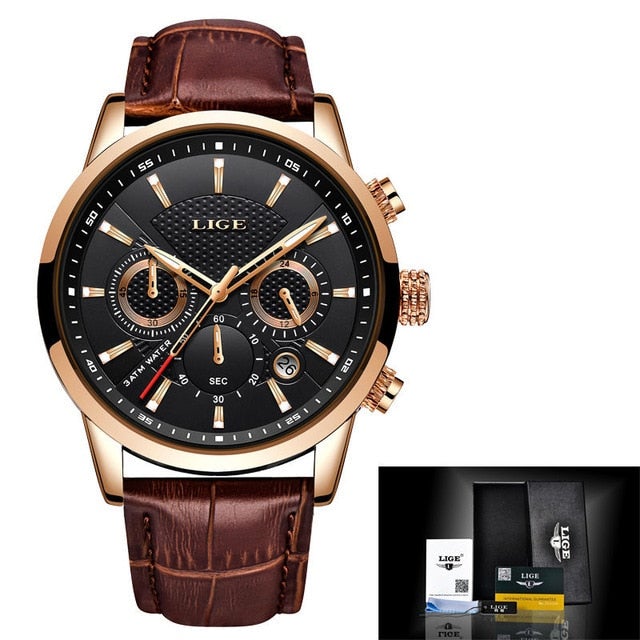 2021 LIGE Men's Watches Top Brand Luxury Men Wrist Watch Leather Quartz Watch Sports Waterproof Male Clock Relogio Masculino+Box-zz22zz-teddypopup