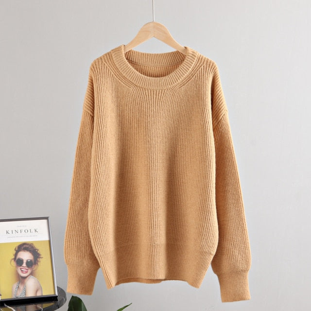 MASTGOU Wool Women's Sweater Autumn Winter Warm Turtlenecks Casual Loose Oversized Lady Sweaters Knitted Pullover Top Pull Femme