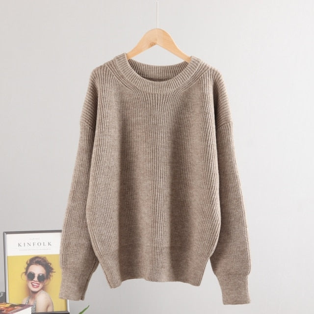 MASTGOU Wool Women's Sweater Autumn Winter Warm Turtlenecks Casual Loose Oversized Lady Sweaters Knitted Pullover Top Pull Femme