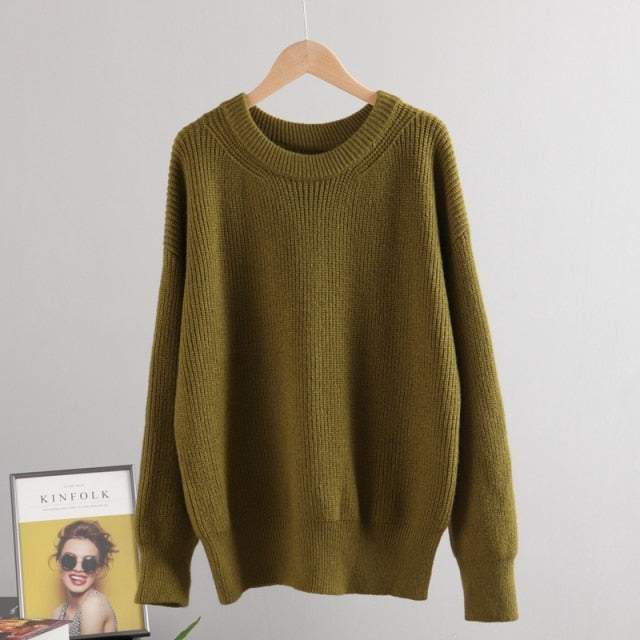 MASTGOU Wool Women's Sweater Autumn Winter Warm Turtlenecks Casual Loose Oversized Lady Sweaters Knitted Pullover Top Pull Femme