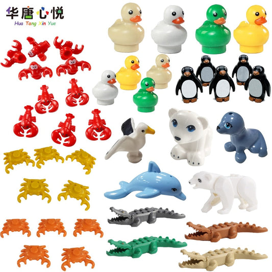 MOC City Animal Series Suits Cute Small Model Seagull Penguin Little Duck Seal Building Blocks Educational Toys Cities Toy Gifts