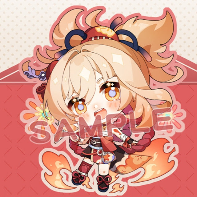 Genshin Impact Kaedehara Kazuha Barbara Gunnhildr Acrylic Keychain Badge Cartoon Cosplay Key Chain Pendant Props Accessories