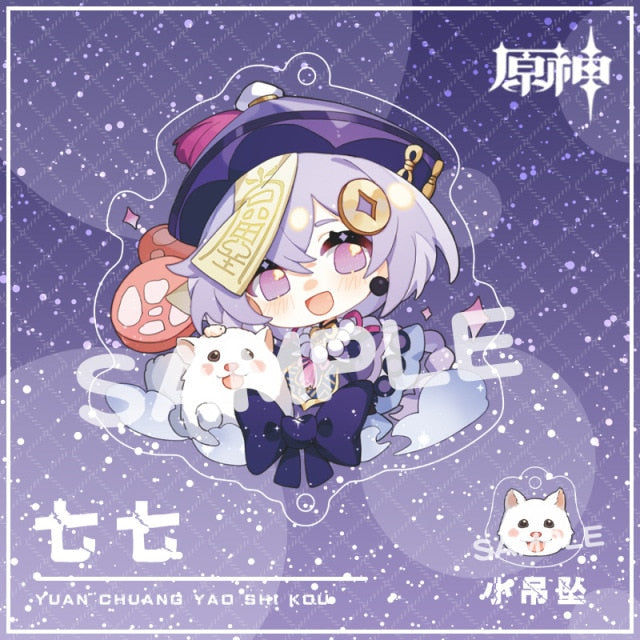 Genshin Impact Kaedehara Kazuha Barbara Gunnhildr Acrylic Keychain Badge Cartoon Cosplay Key Chain Pendant Props Accessories