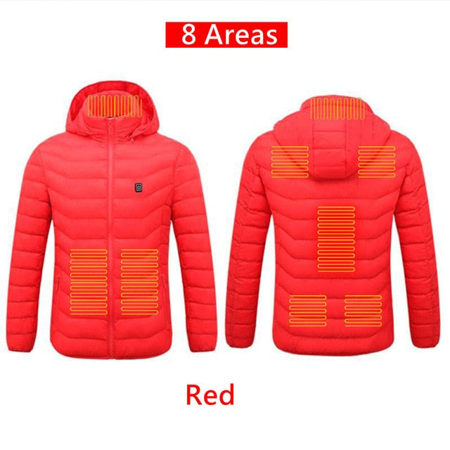 Men 9 Areas Heated Jacket USB Winter Outdoor Electric Heating Jackets Warm Sprots Thermal Coat Clothing Heatable Cotton jacket