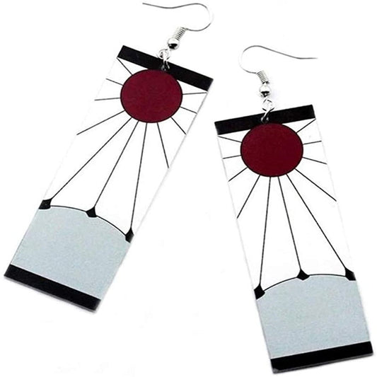 Fashion Acrylic Tanjiro Earrings Demon Slayer Earrings Anime Cosplay Props Hanafuda Drop Long Earrings for Women Jewelry