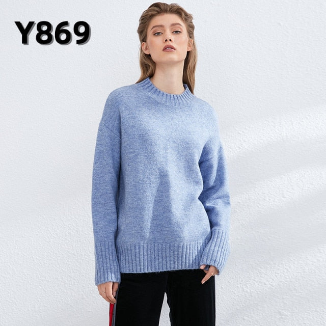 Aachoae Autumn Winter Women Knitted Turtleneck Wool Sweaters 2021 Casual Basic Pullover Jumper Batwing Long Sleeve Loose Tops