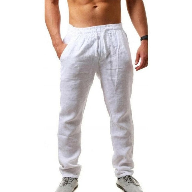 2020 New Men's Cotton Linen Pants Male Summer Breathable Solid Color Linen Trousers Fitness Streetwear M-3XL