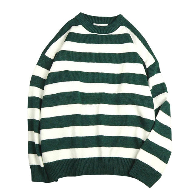 Autumn Winter Knitted Striped Sweater Women Casual Oversized Pullovers Sweaters Loose Warm Jumper Streetwear Teen Knitwear