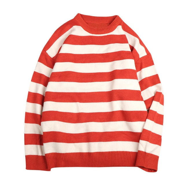 Autumn Winter Knitted Striped Sweater Women Casual Oversized Pullovers Sweaters Loose Warm Jumper Streetwear Teen Knitwear