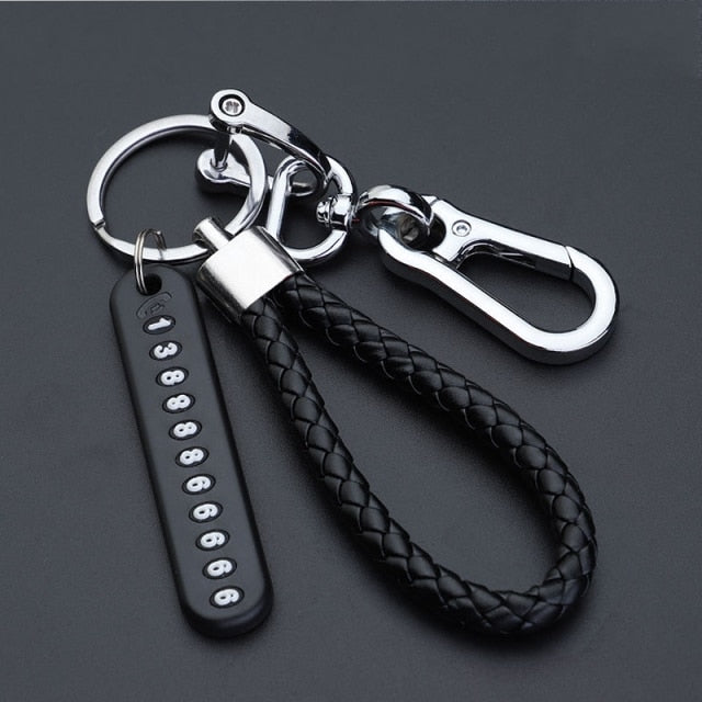 Anti-Lost Car Key Pendant Split Rings Keychain Phone Number Card Keyring Auto Vehicle Key Chain Car Accessories