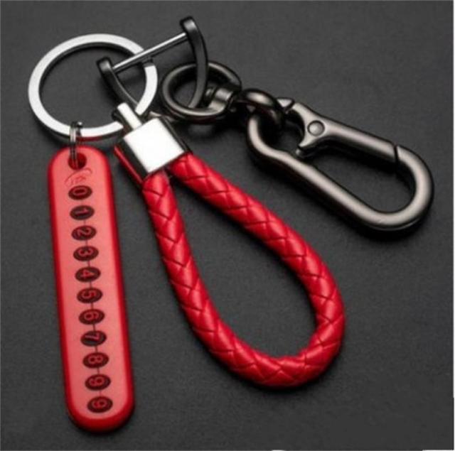 Anti-Lost Car Key Pendant Split Rings Keychain Phone Number Card Keyring Auto Vehicle Key Chain Car Accessories