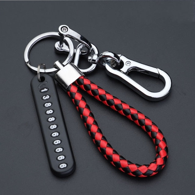 Anti-Lost Car Key Pendant Split Rings Keychain Phone Number Card Keyring Auto Vehicle Key Chain Car Accessories