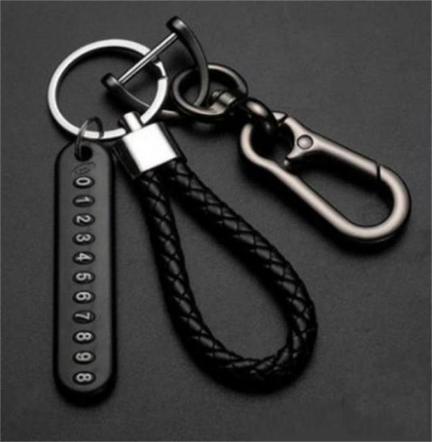 Anti-Lost Car Key Pendant Split Rings Keychain Phone Number Card Keyring Auto Vehicle Key Chain Car Accessories