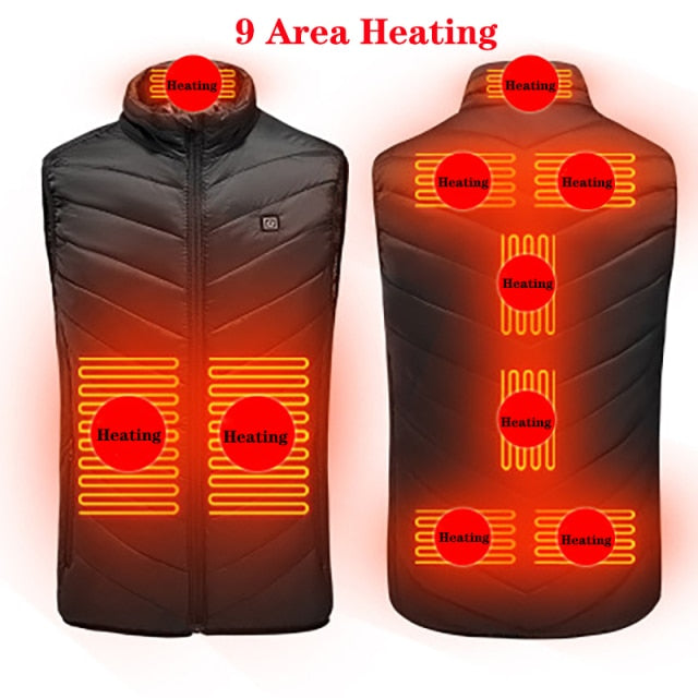 9/11 Places Heated Vest Men Women Usb Heated Jacket Heating Vest Thermal Clothing Hunting Vest Winter Heating Jacket BlackS-6XL