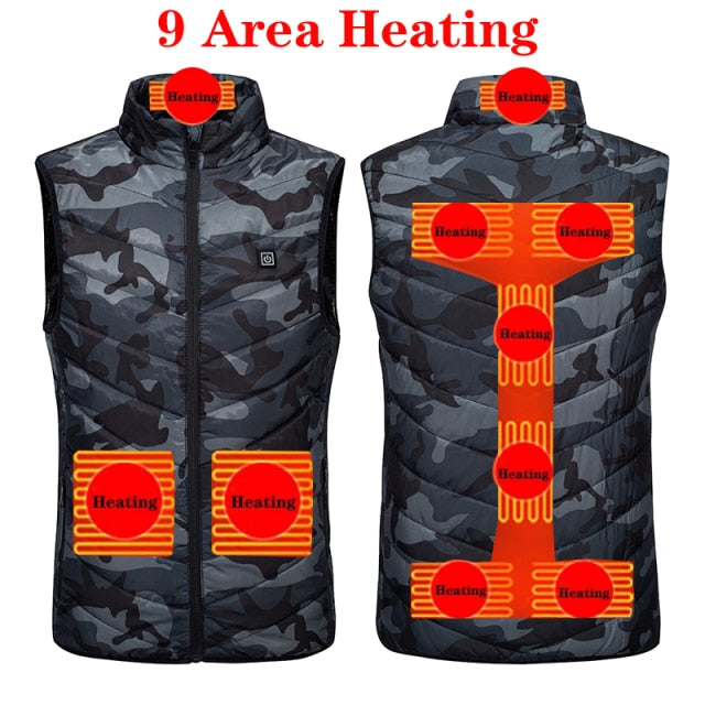 9/11 Places Heated Vest Men Women Usb Heated Jacket Heating Vest Thermal Clothing Hunting Vest Winter Heating Jacket BlackS-6XL