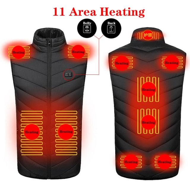 9/11 Places Heated Vest Men Women Usb Heated Jacket Heating Vest Thermal Clothing Hunting Vest Winter Heating Jacket BlackS-6XL