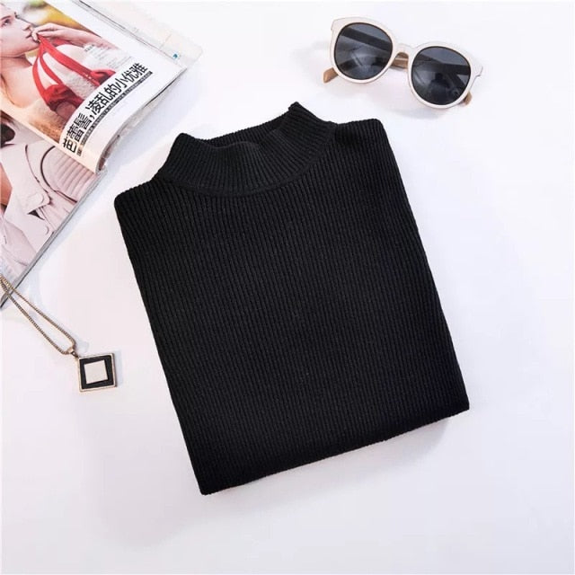 Marwin New-coming Autumn Winter Tops Turtleneck Pullovers Sweaters Primer shirt long sleeve Short Korean Slim-fit tight sweater