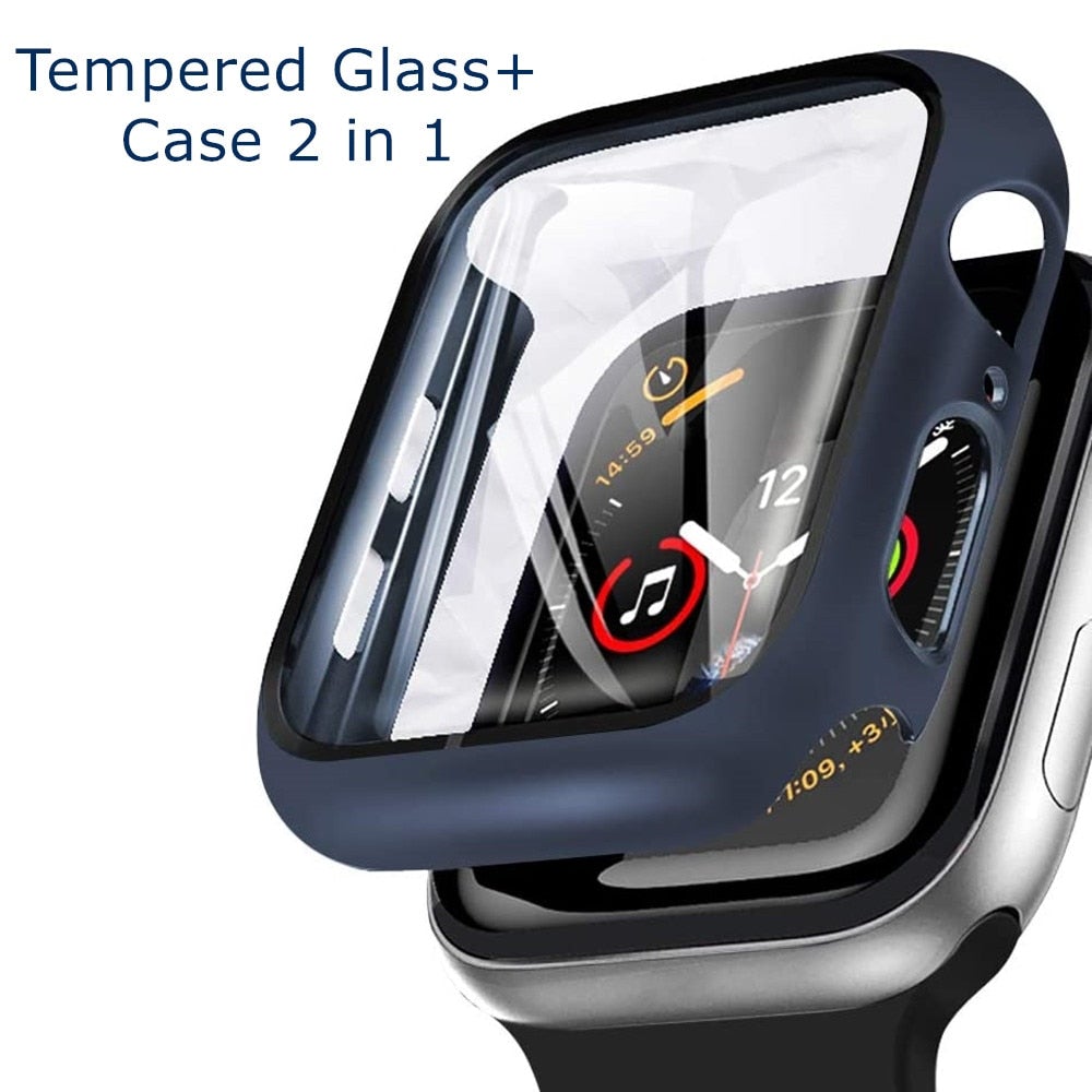 Glass + Cover For Apple Watch case 7/6/SE/5/4/3/2/1 iWatch 42mm 38mm bumper Tempered Glass for apple watch 44mm 40mm 45mm 41mm