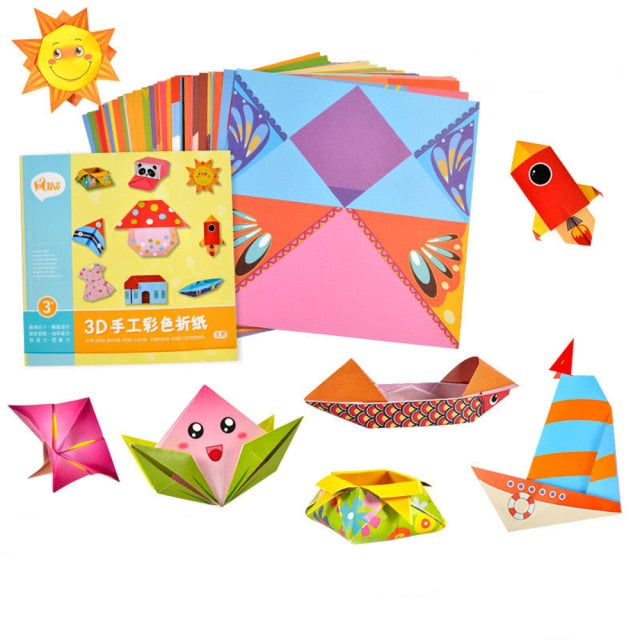 54 Pages Montessori Toys DIY Kids Craft Toy 3D Cartoon Animal Origami Handcraft Paper Art Learning Educational Toys for Children