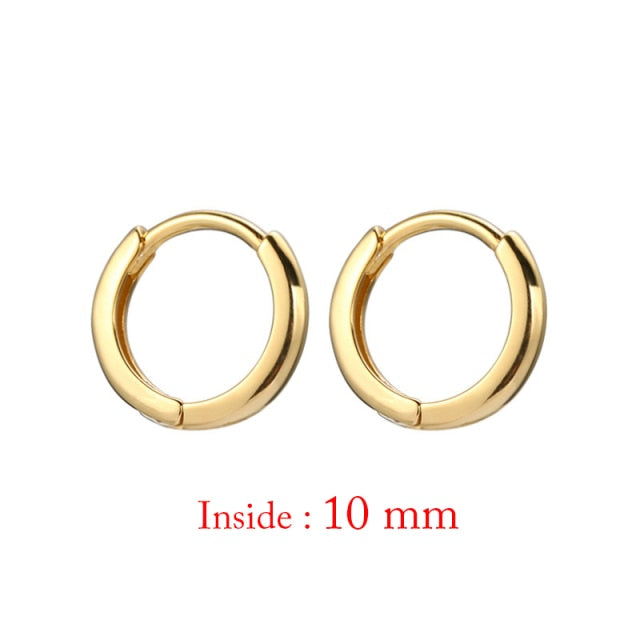 Minimal Glossy Hoop Earrings Gold Color Tiny Cartilage Earrings Piercing Accessory Trendy Small Huggie Female Hoops For Men