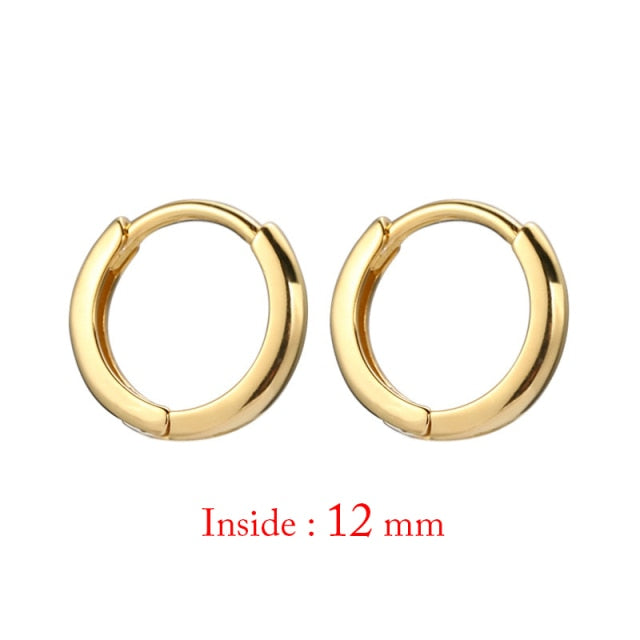 Minimal Glossy Hoop Earrings Gold Color Tiny Cartilage Earrings Piercing Accessory Trendy Small Huggie Female Hoops For Men