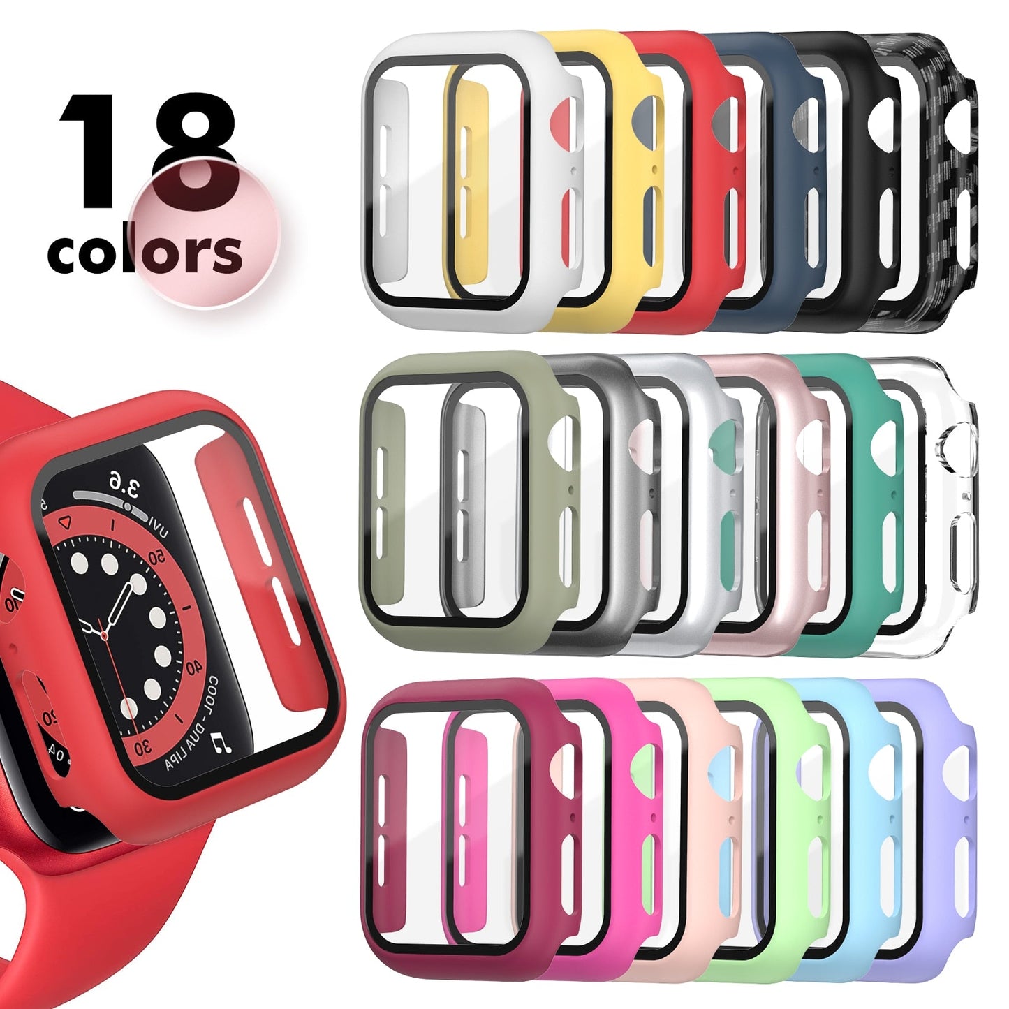 Glass+Matte Watch Cover  for Apple Watch Case 45mm 41mm 44mm 40mm 42mm 38mm  Bumper+Screen Protector for Iwatch SE 7 6 5 4 3 2 1